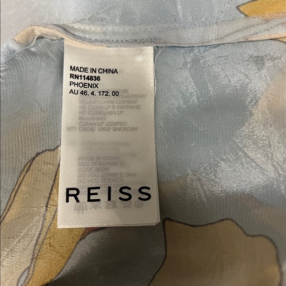 Reiss "Phoenix" Light Blue Long Sleeve Reef Print Blouse Size 10 - Picture 8 of 9